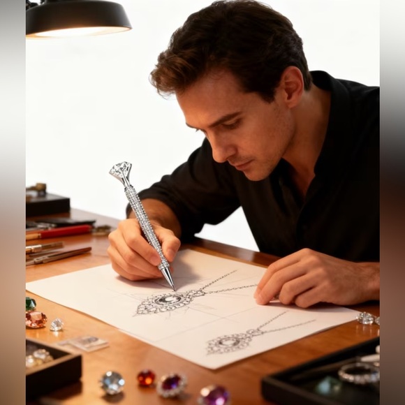 Elegant 6” Silver Crystal Pen NEW Large diamond crystal exquisite in gift-box - Picture 15 of 16